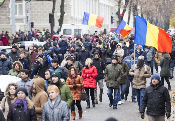 Акция протеста в связи с результатами выборов в Молдавии