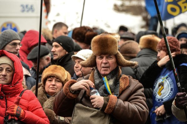 Акция профсоюзов за повышение социальных стандартов и снижение тарифов в Киеве