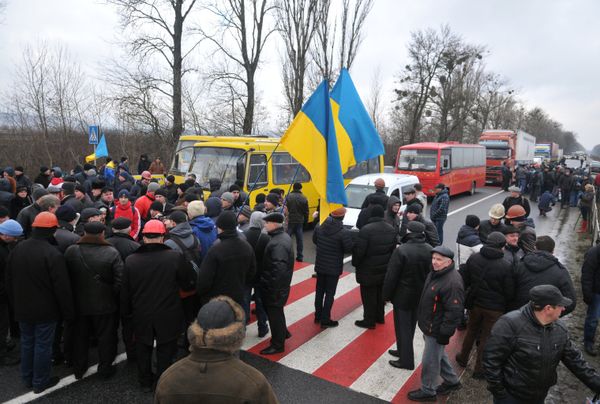 Акция протеста шахтеров во Львовской области