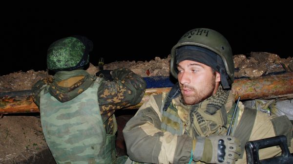 Бойцы батальона Викинги у села Белокаменка Донецкой области