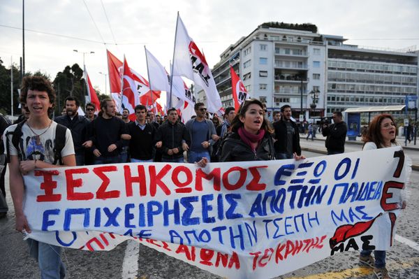 Студенческая демонстрация протеста в Афинах
