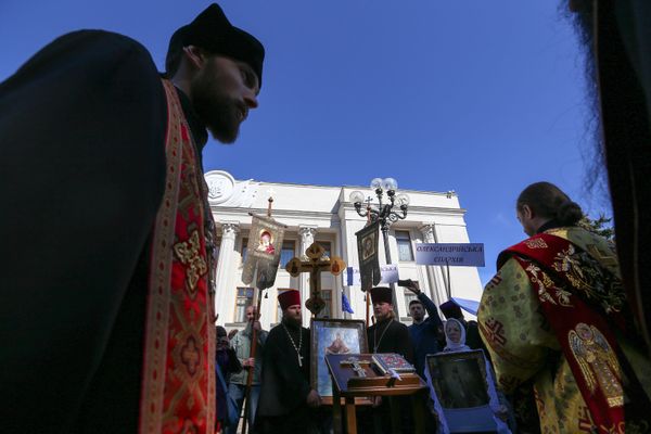 Акция прихожан Украинской православной церкви Московского патриархата в Киеве