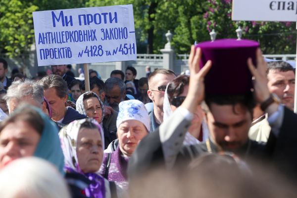 Акция прихожан Украинской православной церкви Московского патриархата в Киеве