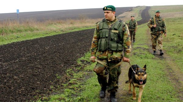 Пограничники на участке украино-российской границы