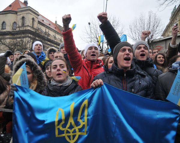Студенческий митинг в поддержку евроинтеграции во Львове