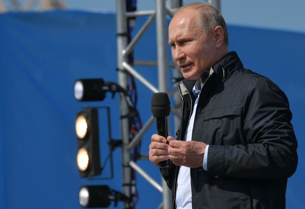 Президент РФ В. Путин принял участие в открытии Крымского моста