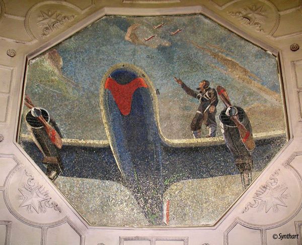 панно мозаика Авиаторы станция Новокузнецкая московского метро