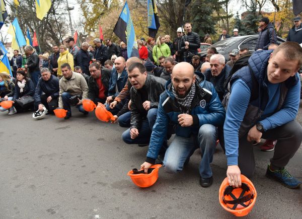 Акция протеста шахтёров во Львове