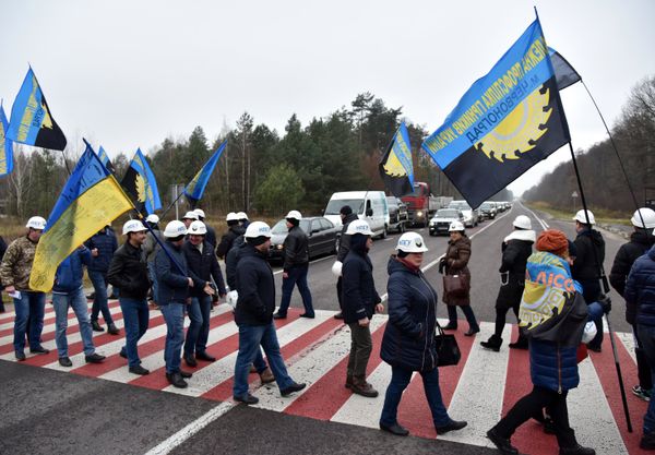Акция протеста шахтеров в Львовской области Акция протеста шахтеров в Львовской области