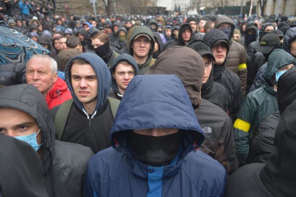 Партия «Нацкорпус» устроила митинг в Киеве националисты нацдружины