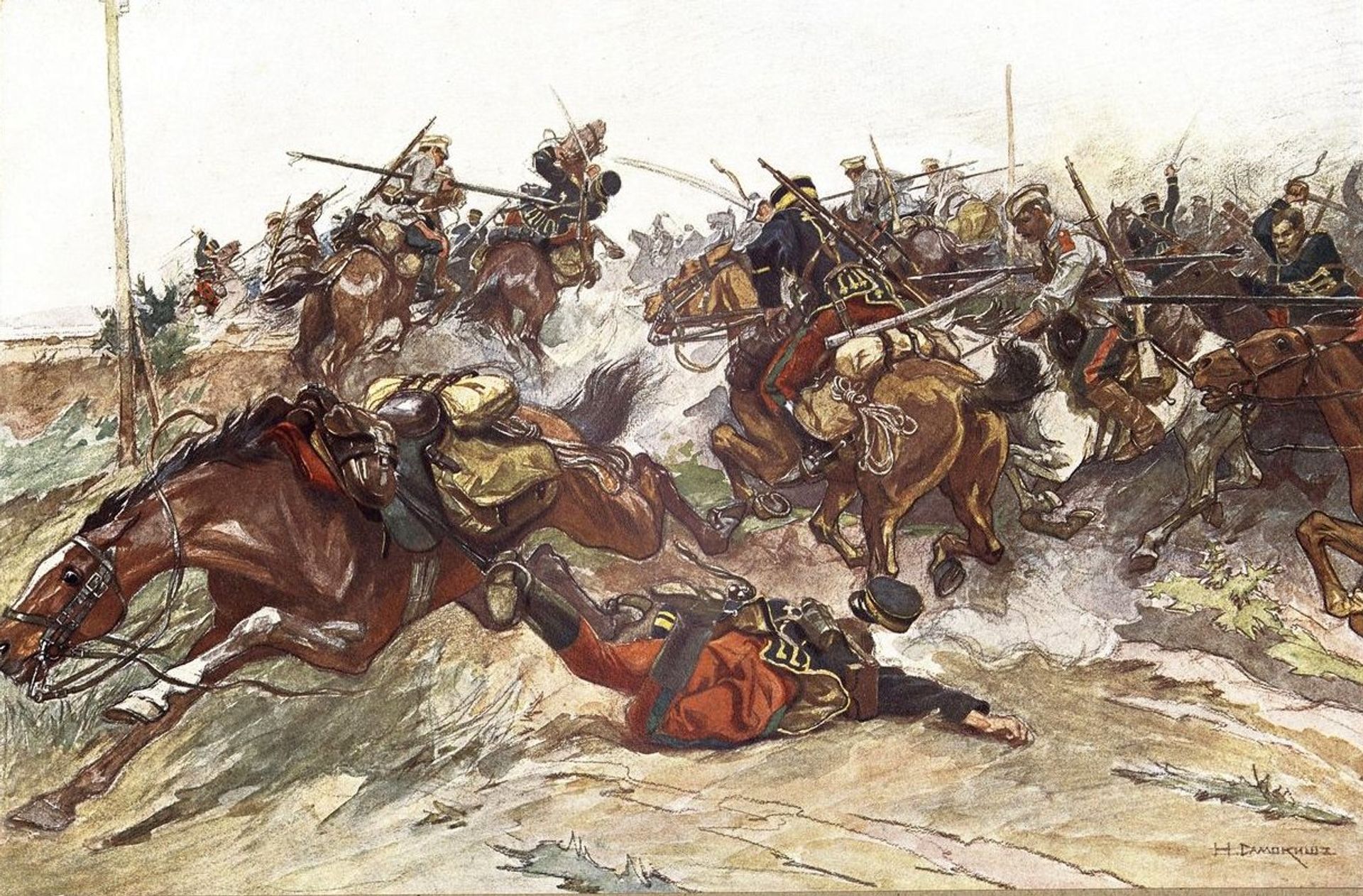 Николай Самокиш Дело у Вафангоу. 17 мая 1904 Николай Самокиш Дело у Вафангоу. 17 мая 1904 - РИА Новости, 1920, 23.10.2023