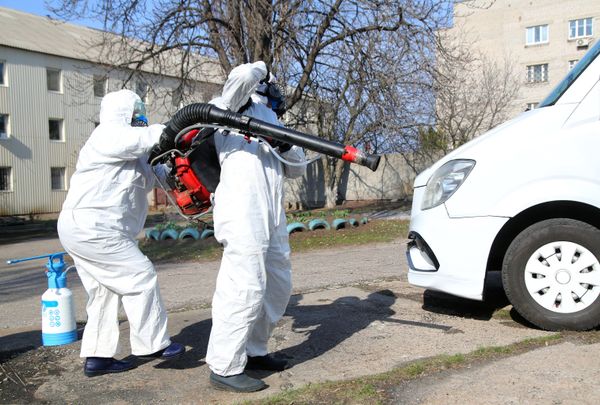 Дезинфекция общественного транспорта в Донецке