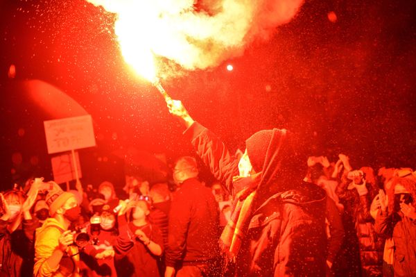 Акция против запрета абортов в Варшаве
