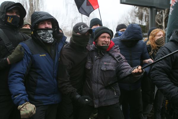 Акция националистов в Киеве с требованием закрытия телеканала Наш