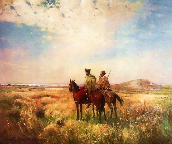 КАЗАКИ В СТЕПИ. Картина Сергея Васильковского, 1890 год КАЗАКИ В СТЕПИ. Картина Сергея Васильковского, 1890 год