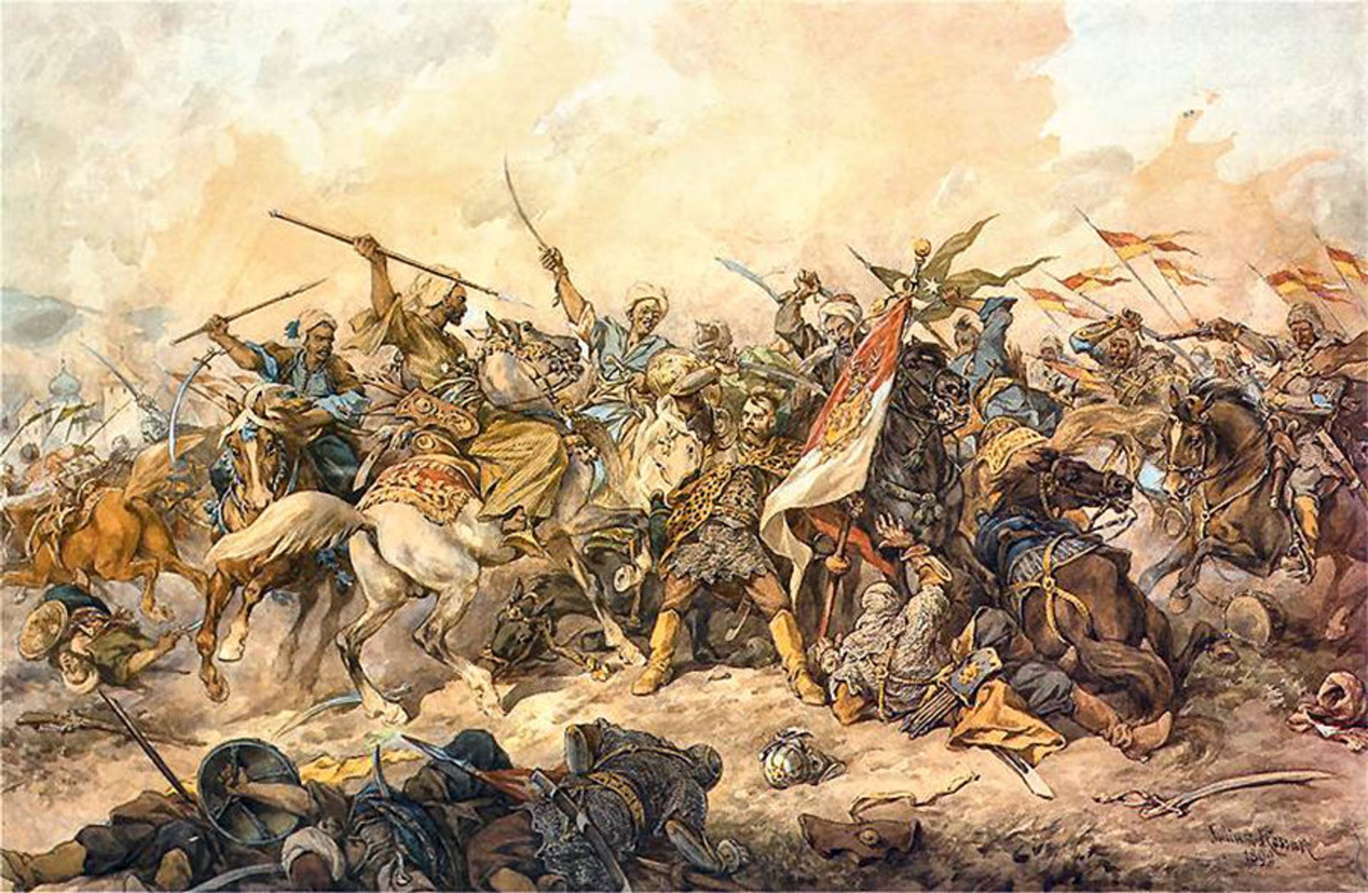 Бой за знамя при Хотине, Юлиуш Коссак, 1892 год - РИА Новости, 1920, 09.10.2021