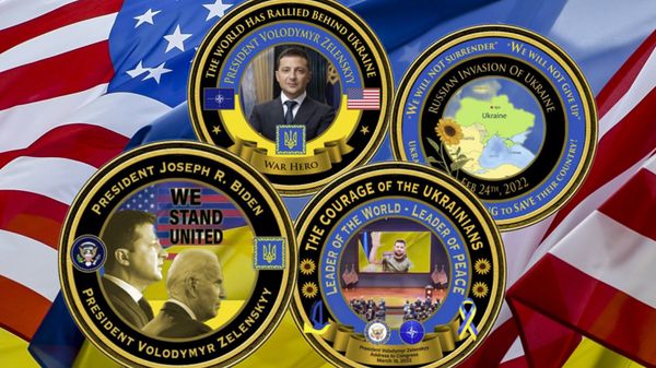 монета с изображением президента Украины Владимира Зеленского Белый дом США монета с изображением президента Украины Владимира Зеленского Белый дом США