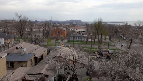 Мариуполь школа разрушения жители Азовсталь на заднем плане
